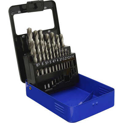 19 Piece Fully Ground HSS Drill Bit Kit - 1mm to 10mm Sizes - Split Point Tip