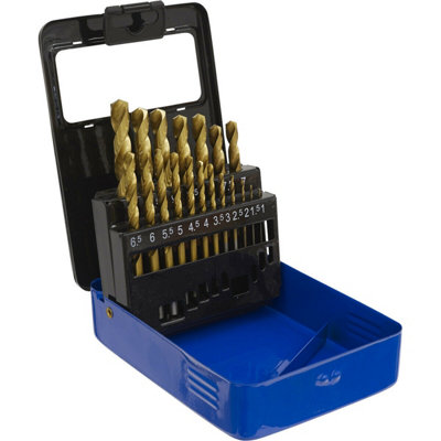 19 Piece Fully Ground HSS Drill Bit Set - 1mm to 10mm Sizes - Split Point Tip