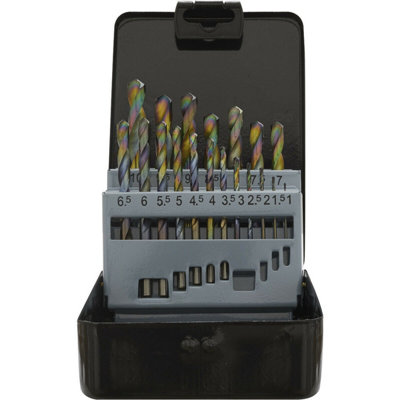 19 Piece HSS Drill Bit Set - Precision Edge Ground 1mm to 10mm for Hand ...