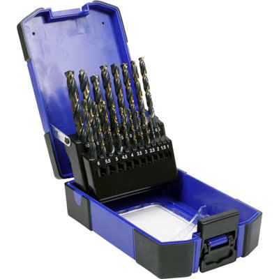 19 Piece HSS Tri-Point M2 Drill Bit Set - 1mm to 10mm Sizes - Self-Centring Tip