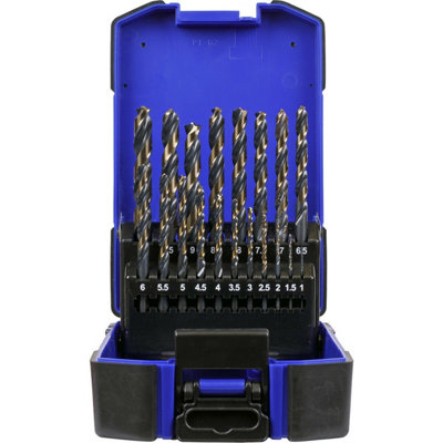 19 Piece HSS Tri-Point M2 Drill Bit Set with Self-Centring Tips - Perfect for Precision Drilling