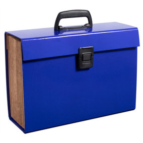 19 Pocket Expanding A4 Box File Organiser Paper Documents Foolscap Folder Case - Blue