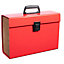 19 Pocket Expanding A4 Box File Organiser Paper Documents Foolscap Folder Case - Red