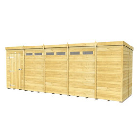 19 x 5 Feet Pent Security Shed - Single Door - Wood - L147 x W560 x H201 cm