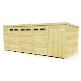 19 x 8 Feet Pent Security Shed - Double Door - Wood - L231 x W560 x H201 cm