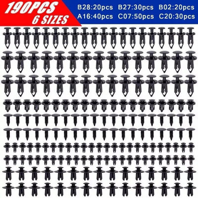 190 Piece Assorted Plastic Car Trim Clips & Fasteners Set - Push Rivets ...