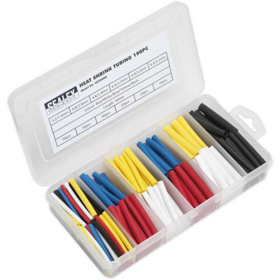 190 Piece Thin Wall Heat Shrink Tubing Assortment 50mm Lengths Mixed Colours