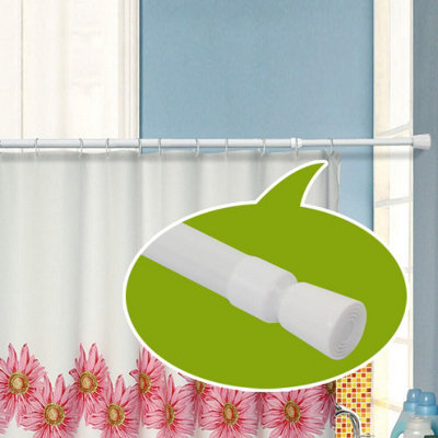 190cm Telescopic Curtain Rod Spring Loaded Voile Tension Rail for Easy ...