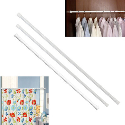 190cm Telescopic Curtain Rod Spring Loaded Voile Tension Rail for Easy ...