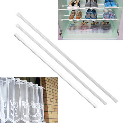 190cm Telescopic Curtain Rod Spring Loaded Voile Tension Rail for Easy ...