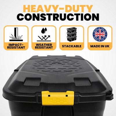 190L Extra Large Storage Box on Wheels with Lid - Heavy-Duty ...