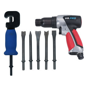 190mm Air Hammer Chisel Plus 5 Chisels for Cutting Chipping + 24mm Nut Removal