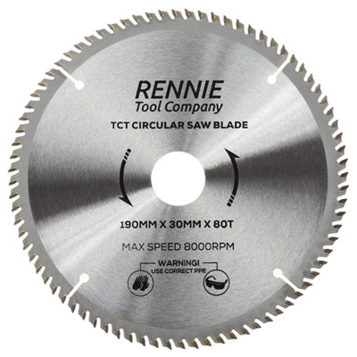 190mm x 80T TCT Circular Wood Saw Blade. Fits Bosch Makita Ryobi Dewalt Circular Saws Etc