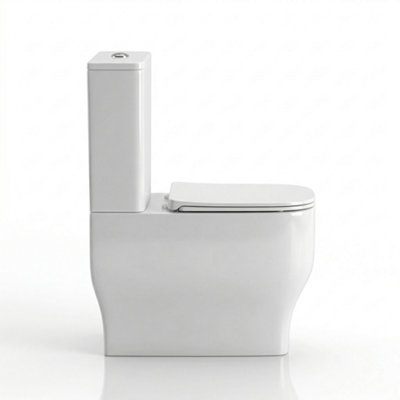 Bathroom City Laverne Close Coupled Comfort Height Rimless Toilet With SeatWhite from B&Q