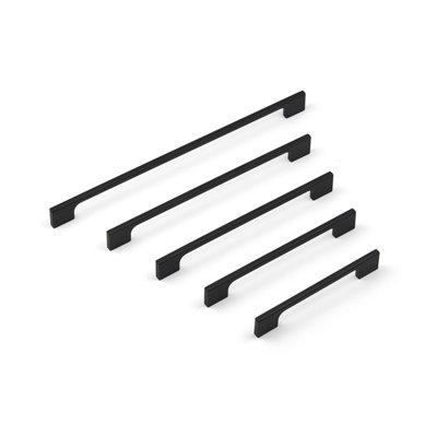 192MM MATT BLACK CABINET HANDLE SLIM DARK MODERN CUPBOARD DOOR DRAWER ...