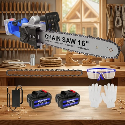 Cordless Electric Chainsaw 16-Inch Brushless Handheld Wood Cutting Tree Pruning2 Batteries from B&Q