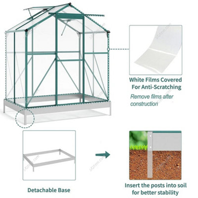 [10X24FT] Premium Heavy-Duty Polycarbonate Walk-In Greenhouse W/ Aluminum Frame & Built-In Gutter System (SAK58472)