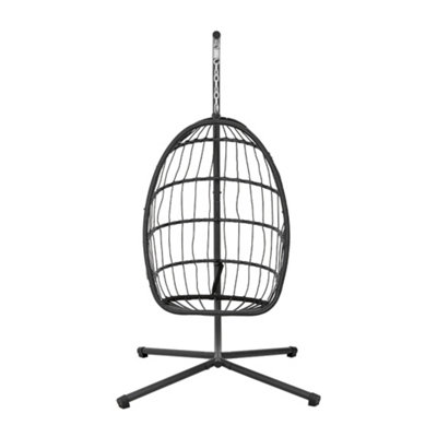195cm H Outdoor Hanging Chair with Stand and Cushion in Grey - 3