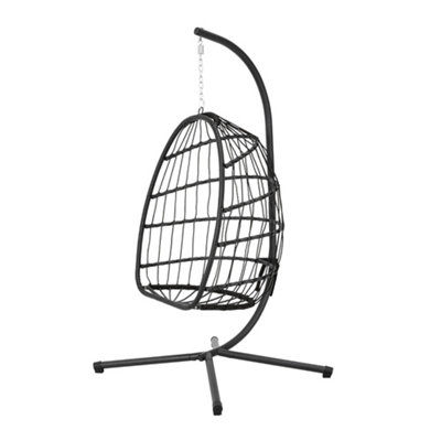 195cm H Outdoor Hanging Chair with Stand and Cushion in Grey - 4
