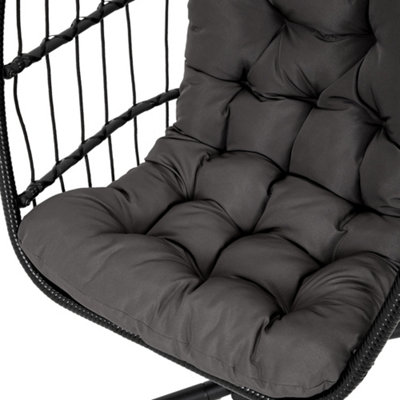 195cm H Outdoor Hanging Chair with Stand and Cushion in Grey - 7
