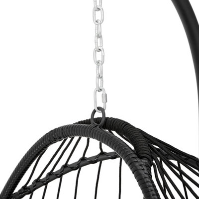 195cm H Outdoor Hanging Chair with Stand and Cushion in Grey - 8