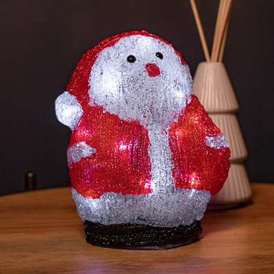 19cm Battery Operated Light up Acrylic Christmas Santa Decoration with 16 Ice White LEDs