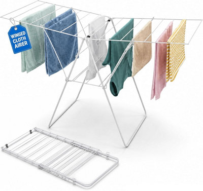 19m Clothes Airer Drying Rack White Foldable Laundry Clothes Horse ...
