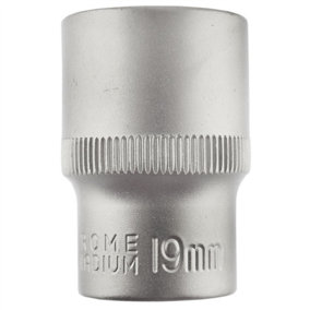 19mm 1/2" Dr Socket Super Lock Metric Shallow CRV Knurl Grip 6 Point