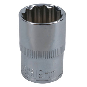 19mm 1/2in Drive Shallow Metric MM Socket 12 Sided Bi-Hex Knurled Ring