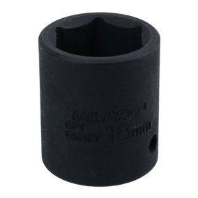 19mm 3/8in Drive Shallow Stubby Metric Impacted Socket 6 Sided Single Hex