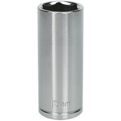 19mm Chrome Plated Deep Drive Socket - Durable 3/8" Square Drive Tool for Professionals