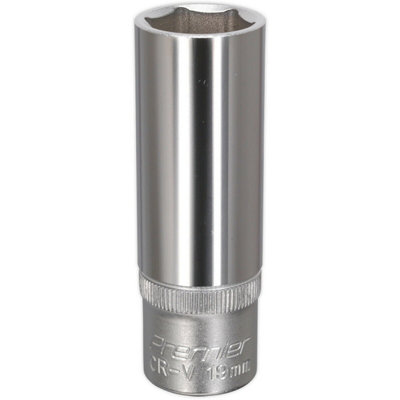 19mm Chrome Vanadium Deep Drive Socket - 1/2 Inch Square Drive Tool
