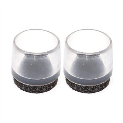19mm Clear Felt-Ended Leg Tips, Pack of 4 Rubber Floor Protectors with Felt Base for Chairs, Stools & Small Furniture