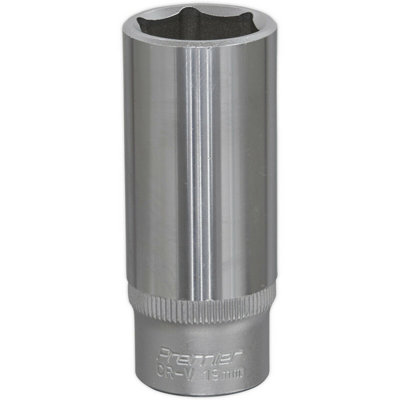 19mm Deep Drive Socket - Chrome Vanadium Steel - 3/8" Square Drive Tool
