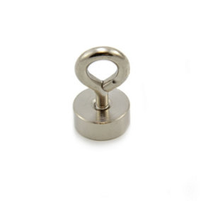 19mm dia Neodymium Clamping Magnet with M5 Eyebolt for Hanging, Holding or Displaying Items - 17kg Pull
