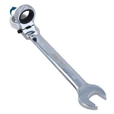 19mm Flexible Headed Ratchet Combination Spanner Wrench with Integrated Lock