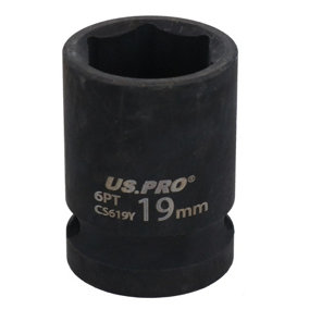 19mm Metric Shallow Impact Impacted European Style Socket 1/2" Drive 6 Sided
