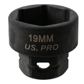 19mm Metric Stubby 3/8" Drive Shallow Impact Socket Hex Shank 25mm Depth
