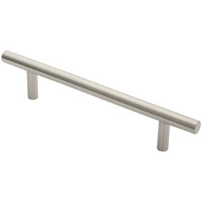 19mm Straight T Bar Pull Handle 225mm Fixing Centres Satin Stainless Steel