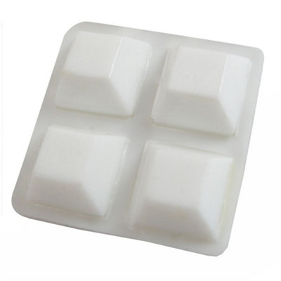 19mm White Square Adhesive Vinyl Bumper Pads, Pack of 12 Rubber Furniture Feet for Doors, Furniture & Kitchen Appliances