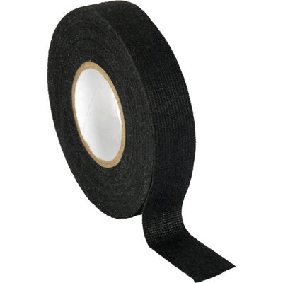 19mm x 15m Black Fleece Tape - Adhesive Auto Electric Cable Wire Management Roll