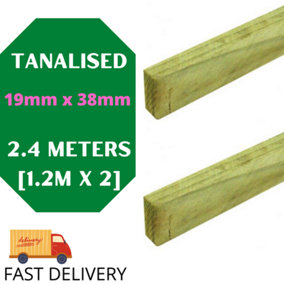 19X38 - Treated Tanalised Timber Batten Lengths - 2.4 Meters 1.2m x 2