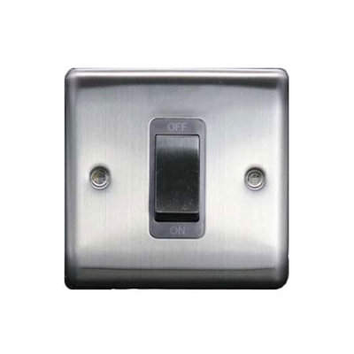 1G 45A DP Switch Brushed Chrome, Grey insert, 10