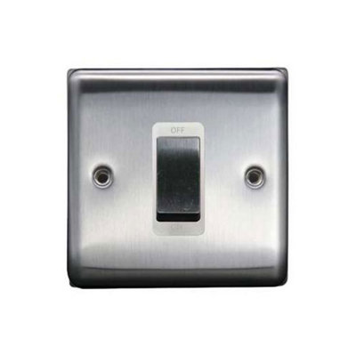 1G 45A DP Switch Brushed Chrome, White insert, 10