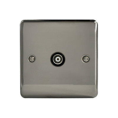 1G Isolated Coaxial Socket Black Nickel, Black Insert, 10