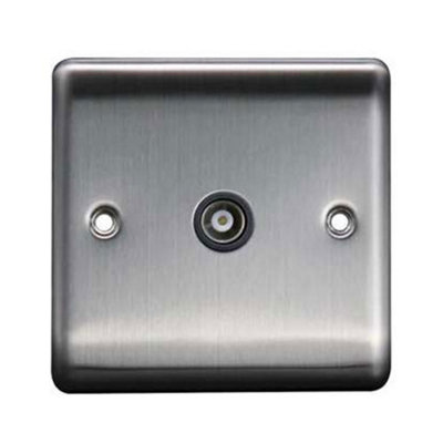 1G Isolated Coaxial Socket Brushed Chrome, Grey insert, 10