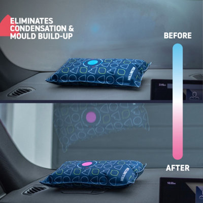 1kg Reusable Car Dehumidifier Bags - Includes Dashboard Anti-Slip Mats (Set of 2)