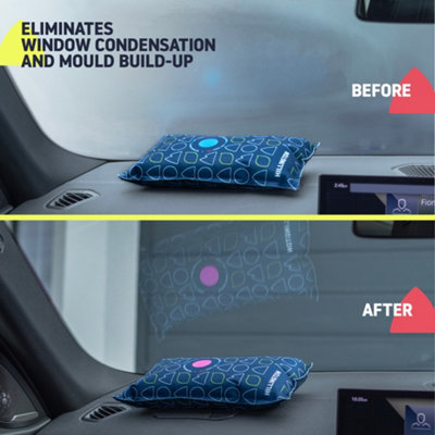 1kg Reusable Car Dehumidifier Bags - Includes Dashboard Anti-Slip Mats (Set of 2)
