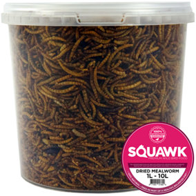 1L SQUAWK Dried Mealworms - Premium Quality Wild Bird Food Garden Snacks For Birds