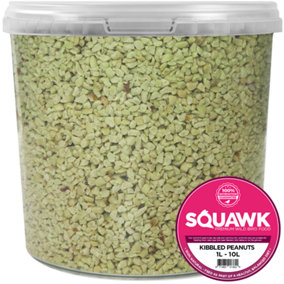1l SQUAWK Kibbled Peanuts - Premium Grade Chopped Garden Wild Birds Nut Food Mix
